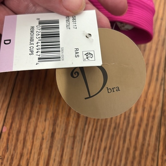 Becca by Rebecca Virtue L2052 Raspberry Ribbed Halter Bikini Top size D cup NWT - Picture 4 of 7